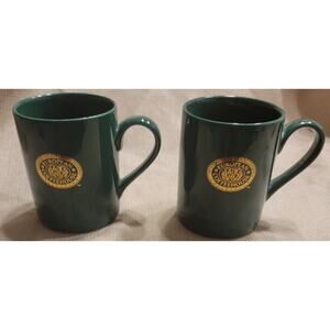 2 European Coffeehouse Collection Mug Tea Cup Dark Green Gold Logo Engwall & Co